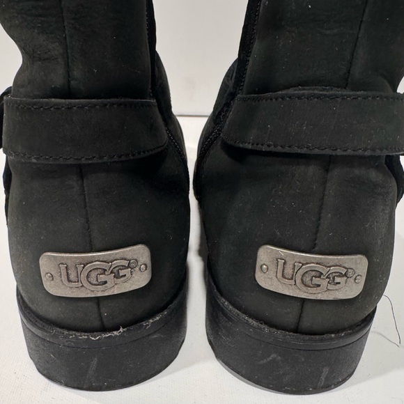 UGG Grandle Black Suede Boots with Shearling Lining - Picture 2 of 16